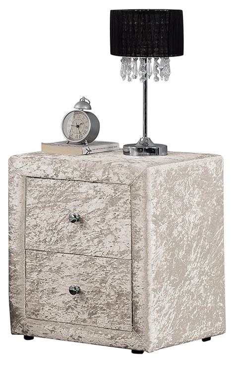 Unmatchable 2 Drawers Velvet Linen Fabric Bedside Table Nightstand