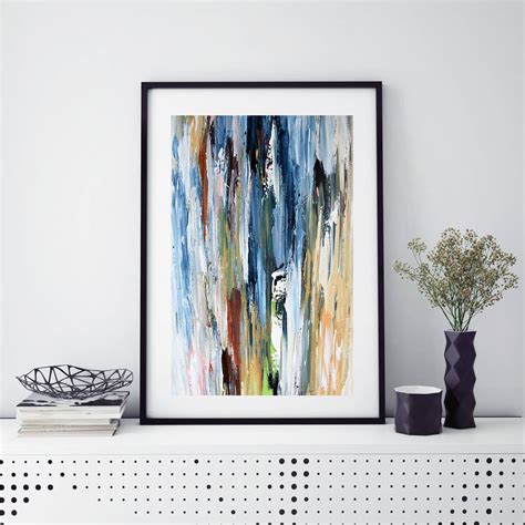 Modern Blue Abstract Art Print Framed Art Home Decor By Abstract House