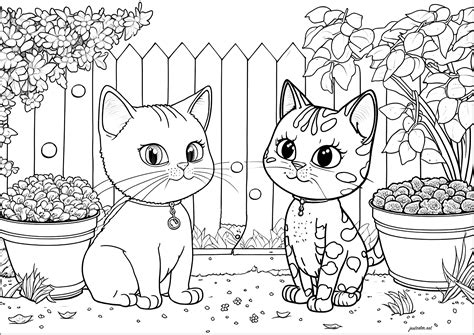 Due Gattini In Giardino Gatti Disegni Da Colorare Per Adulti
