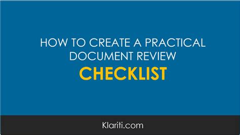 How To Create A Practical Document Review Checklist Templates Forms