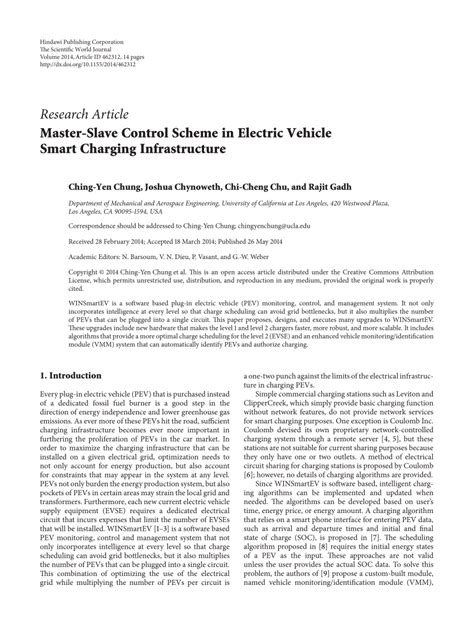 pdf master slave control scheme in electric vehicle smart charging infrastructure