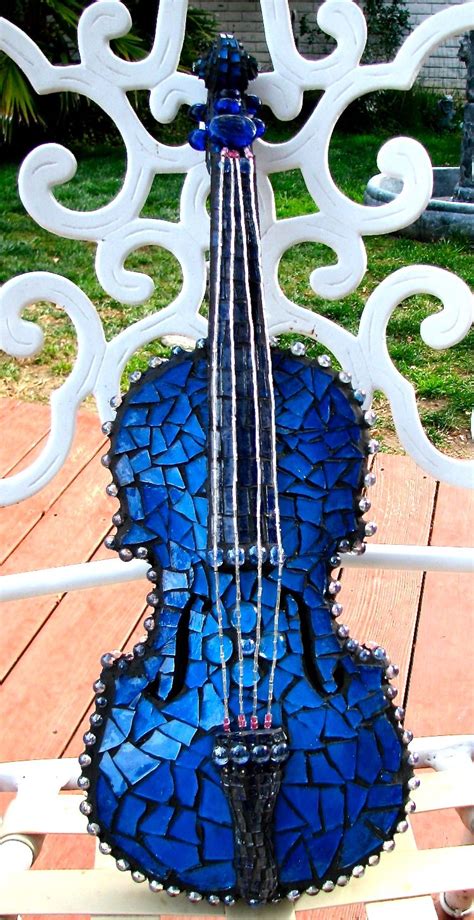 Baby Blue Mosaic Art Violin