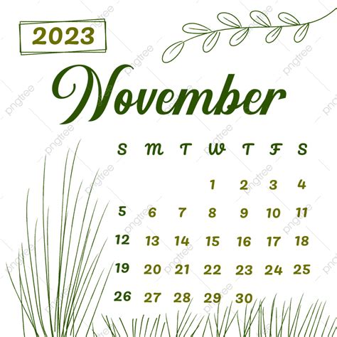 November 2023 Calendar Png Transparent November 2023 Calendar