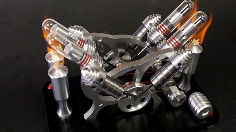 Fully Functional 4 Cylinder Stirling Engine Model
