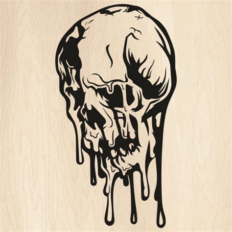 Melting Horror Skull Svg Melting Skull Png Dripping Skull Tattoo Vector File Png Svg Cdr