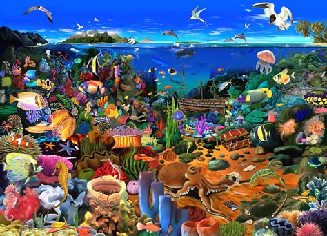 Ecosymbolism www.anabikic.com coral reef painting by ana bikic #coralreef. Amazing Coral Reef Digital Art by MGL Meiklejohn Graphics Licensing