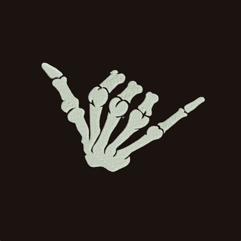 Shaka Skeleton Hand Sign Embroidery Skeleton Hand Embroidery Etsy