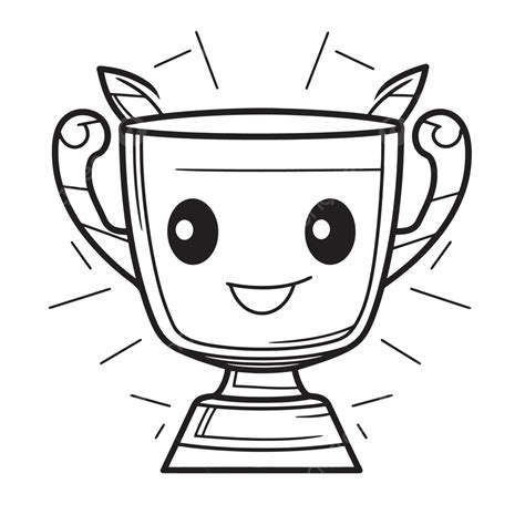 Coloring Page That Has A Trophy On Top Of It Outline Sketch Drawing