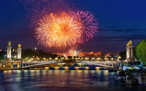 Fireworks Over Pont Alexandre Iii In Paris France Hd Wallpapers
