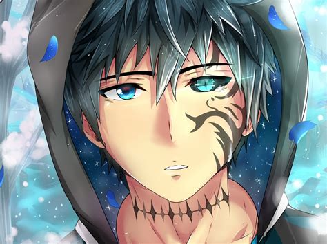Download Anime Boy Tattoo Colorful Eyes Shape Petals By Kimberlyg97