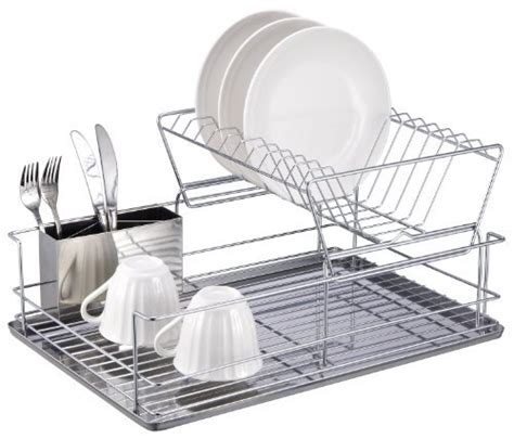 Home 2 Tier Dish Rack Basics Drainer Chrome Drying Kitchen Stainless
