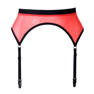 Red Mesh Four Strap Garter Belt With Wide Elastic By Flash