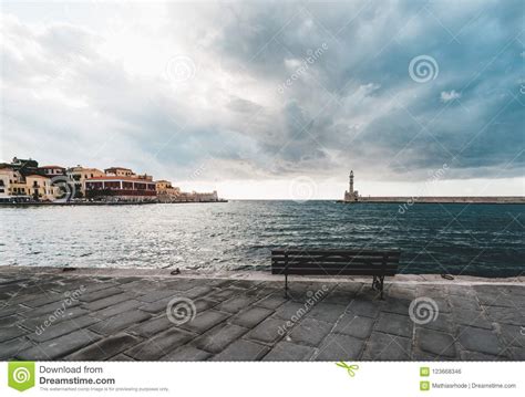 Panorama Venetian Harbour Waterfront And Lighthouse In Old Harbour Of