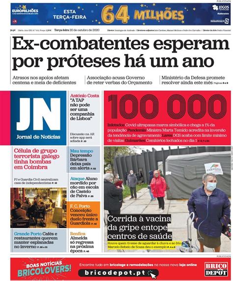 Capa Jornal De Notícias 20 Outubro 2020 Capasjornaispt