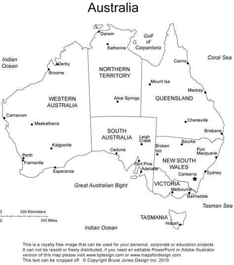 Free printable map of australia. Free Printable Map Of Australia | Printable Maps
