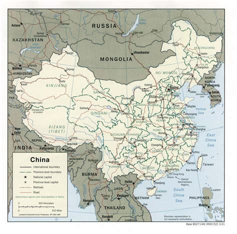 Detailed Political And Administrative Map Of China 2001 China