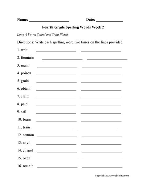 5th Grade Spelling Words Worksheets Briefencounters Free Printable