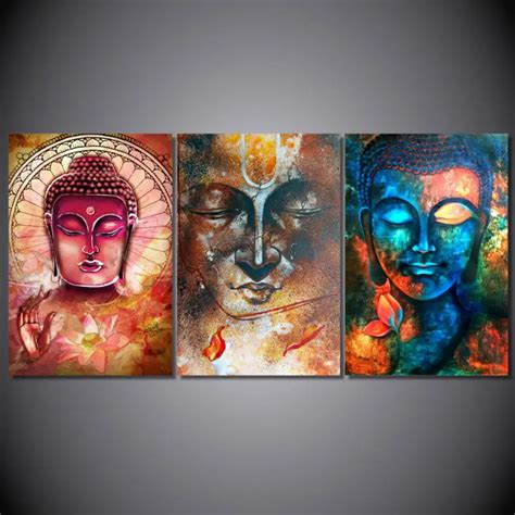 5 Panel Printed Modular Canvas Oil Painting Buddha Canvas Print Wall
