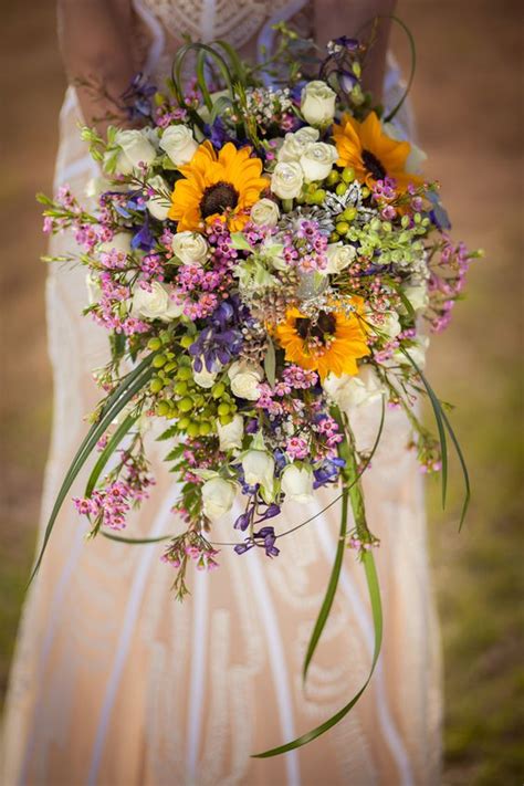 Rustic Cascading Wedding Bouquet Farmhouse Wedding With