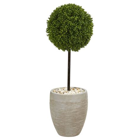 3 Boxwood Ball Topiary Artificial Tree In Oval Planter Uv Resistant