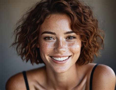 Premium Ai Image Portrait Photo Of A Smiling Brown Curly Hair And