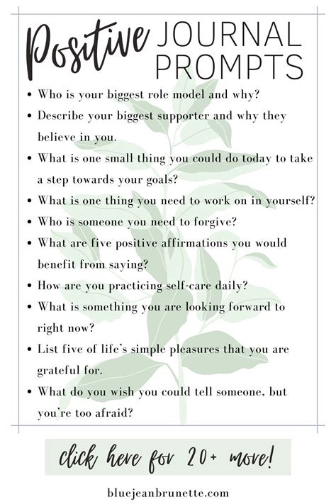 30 Positive Journal Prompts For Self Discovery Blue Jean Brunette
