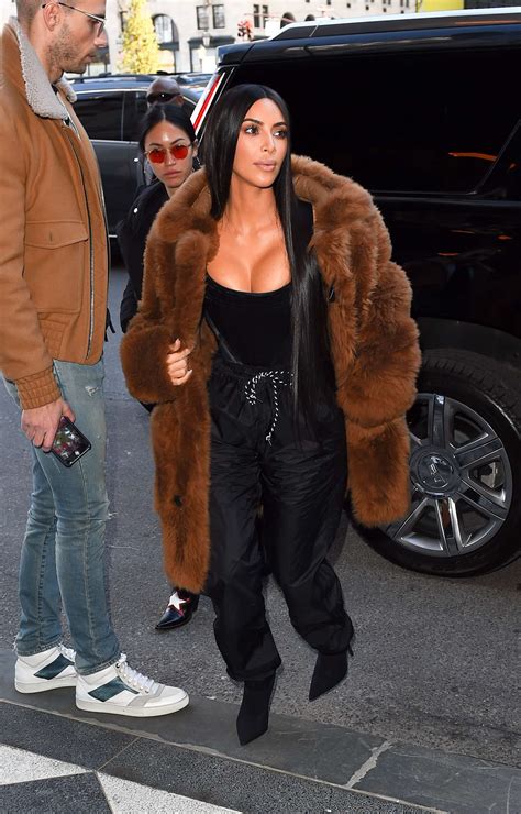 Kim Kardashian In Brown Fur Coat Out In New York Gotceleb