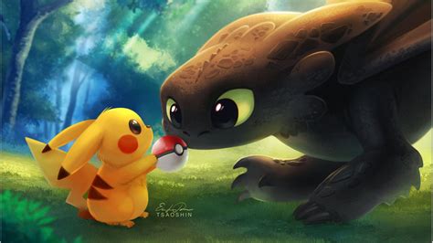 Toothless And Pikachu Hd Pokemon Wallpapers Hd Wallpapers Id 54434