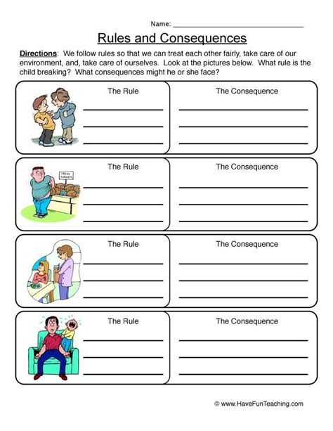 Printable Actions And Consequences Worksheets