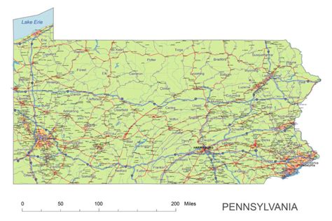 Pennsylvania Road Map Your Vector