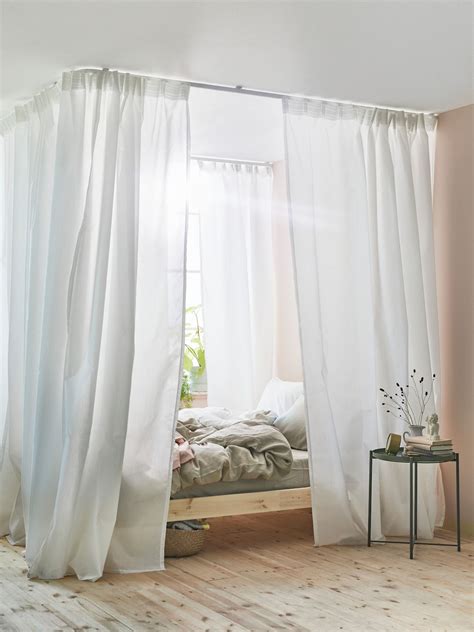 Functionally, the canopy and curtains keep the bed warmer, and screen it from light and sight. Make your own bed canopy | Bed curtains, Curtains ...