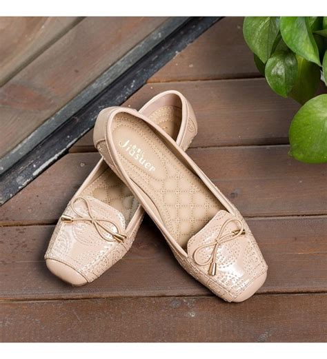 Womens Square Toe Bowknot Ballet Comfort Slip On Flats Shoes Beige