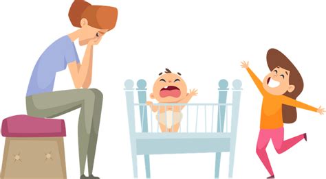 Best Premium Tired Parents With Crazy Active Kids Illustration Download