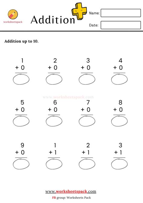 Addition Up To 10 Worksheets Worksheetspack