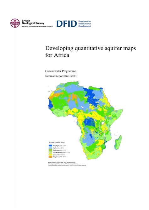 Pdf Developing Quantitative Aquifer Maps For Africa Groundwater Programme