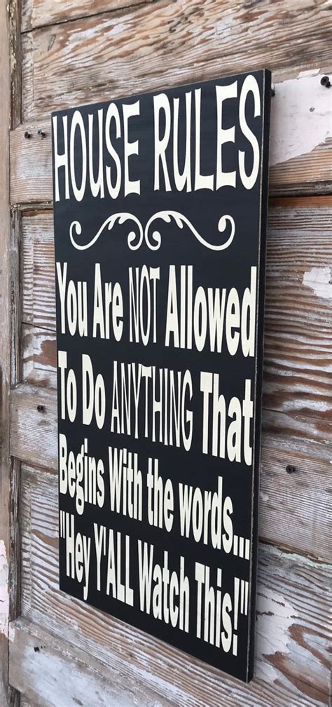 House Rules Sign 12 X 24 Wood Sign Funny Sign Etsy