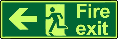 Fire Exit Left Photoluminescent Sign Safe Conditions Sign Mjn
