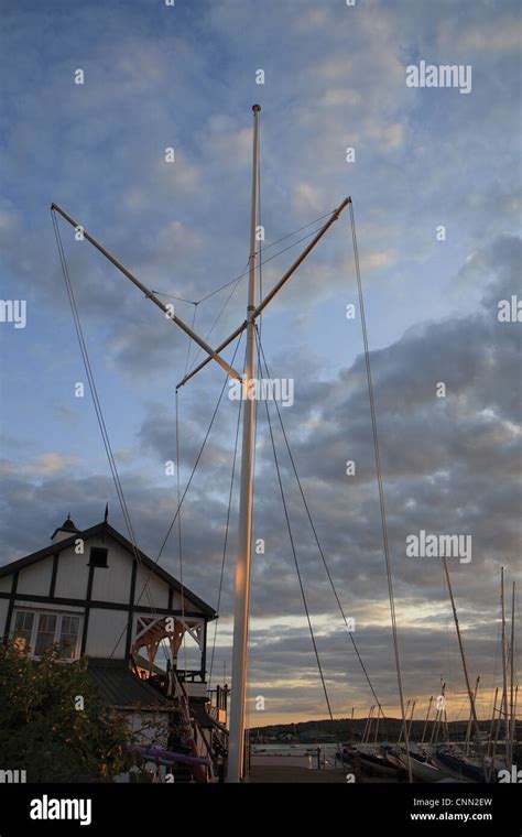 Signal Mast At Sailing Club In Harbour At Sunset Bembridge Harbour