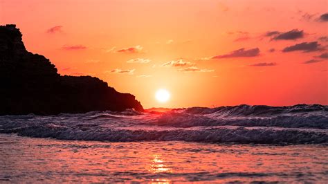 Waves Ocean Sunset