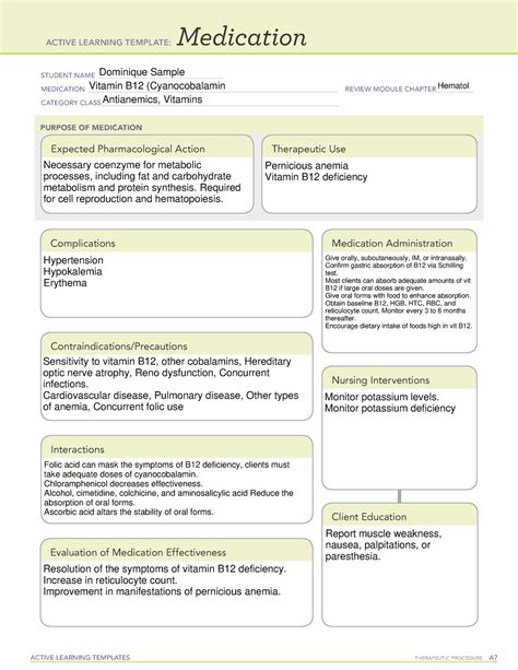 Vitamin B12 Active Learning Template Active Learning Templates
