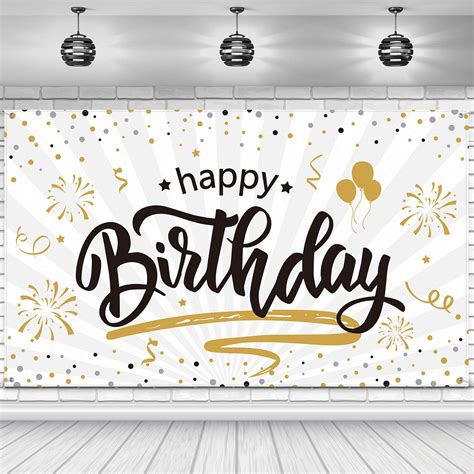 Buy Happy Birthday Backdrop Banner Extra Large Black And Gold Sign For