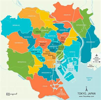 Tokyo Japan Map Tourist Districts English Maps