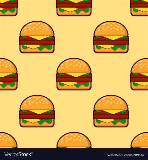 Seamless Pattern Of Burgers Background For Fast Vector Image