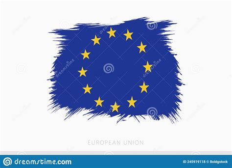 Grunge Flag Of European Union Vector Abstract Grunge Brushed Flag Of