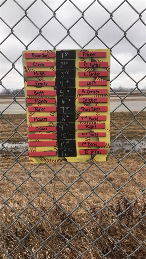 Softball Line Up Board Using Metal Sheet And Magnets To Hold To Fence