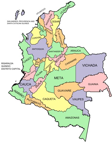 Filedepartments Of Colombiasvg Wikimedia Commons