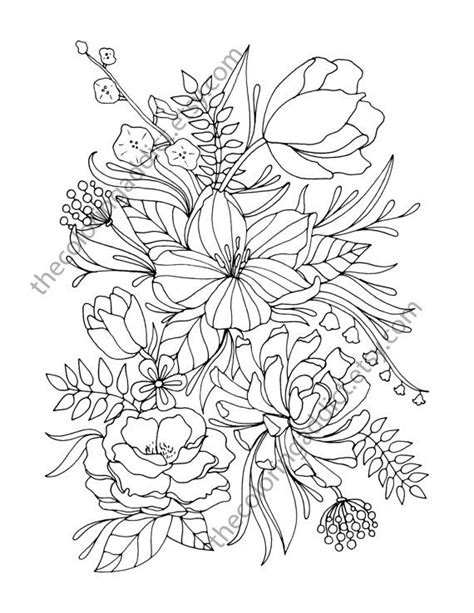 Realistic Flower Coloring Pages Printable Flower Clip Art