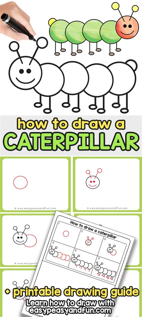 How to draw color on the boot and body. How to Draw a Caterpillar - Step by Step Guide for Kids ...