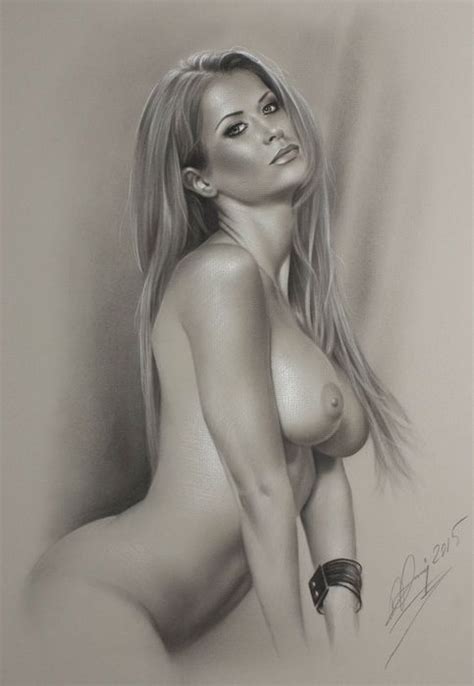 Female Nude Figure Original Pencil Drawing Naked Woman Art Model Curves