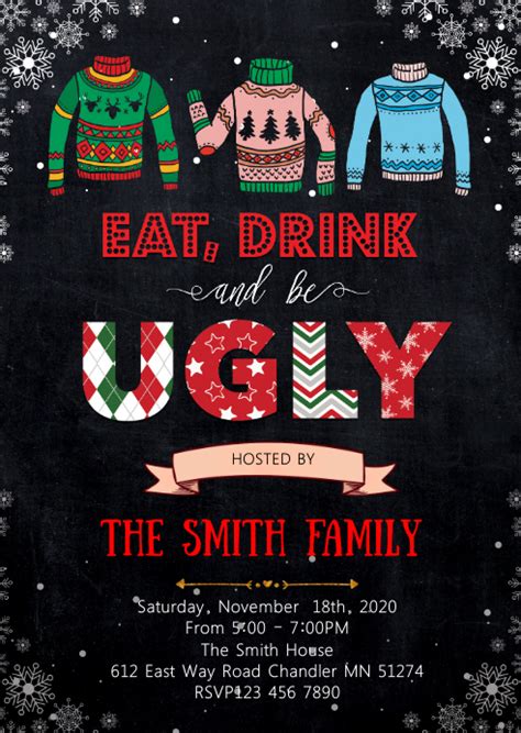 Christmas Ugly Sweater Party Invitation Template Postermywall